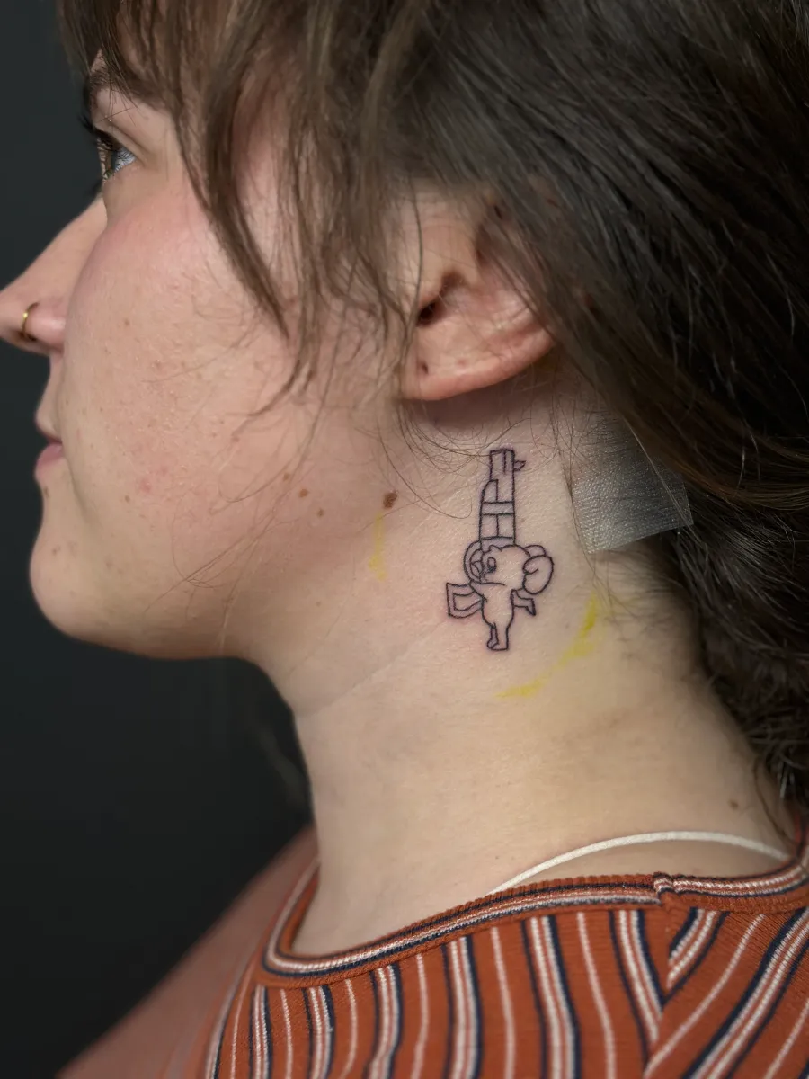 Fine line floral tattoo on the neck, Phantom Avenue Edmonton