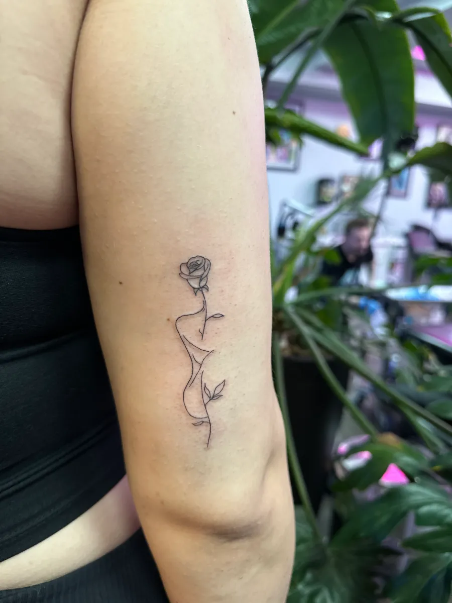 Delicate fine line tattoo by a Phantom Avenue artist on Whyte Avenue, Edmonton
