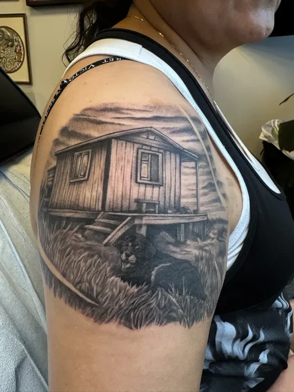 Refined black and grey tattoo by Juan Del Pino at Phantom Avenue, Edmonton