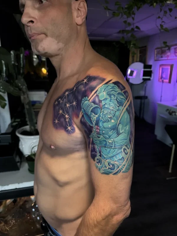 Storybook-style colour tattoo by Juan Del Pino at Phantom Avenue, Edmonton