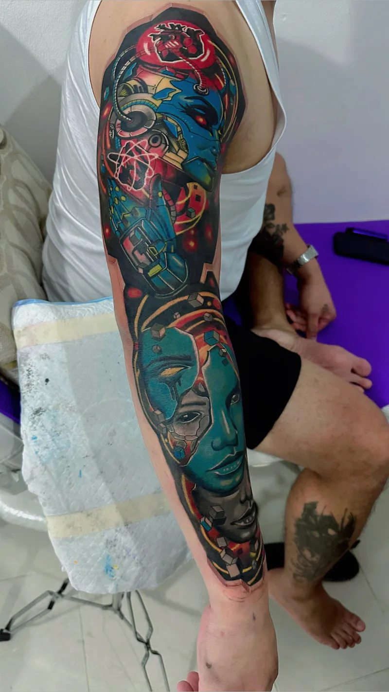 Large-scale colour tattoo by Michael Gumatay at Phantom Avenue, Edmonton